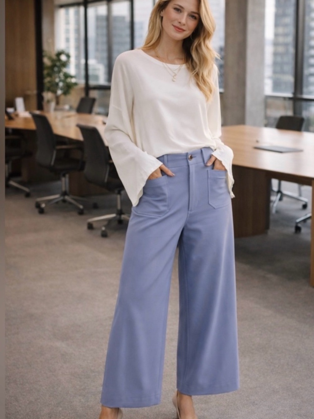 Anthropologie Maeve Colette  Wide Leg Crop Pants Lavender NWT Sold Out